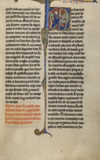 Initial H: Moses Speaking to the Israelites; Marquette Bible, about 1270. Creator: Unknown.
