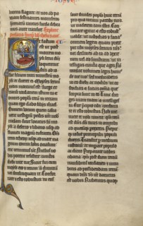 Initial E: The Death of Moses; Marquette Bible, about 1270. Creator: Unknown.