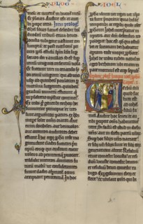 Initial V: Joel Talking to the Elders; Marquette Bible, about 1270. Creator: Unknown.