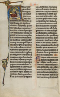 Initial A: Judith Beheading Holofernes; Marquette Bible, about 1270. Creator: Unknown.