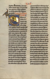 Initial T: The Blinding of Tobit; Marquette Bible, about 1270. Creator: Unknown.