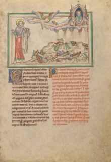 The Angel Pouring Out from the Seventh Vessel; Dyson Perrins Apocalypse, about 1255-1260. Creator: Unknown.