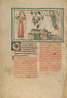 An Angel Standing in the Sun and Birds Invited to the Repast, about 1255-1260. Creator: Unknown.