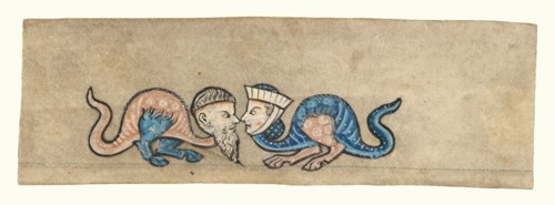 Marginal drollery from an antiphonal, about 1260-1270. Creator: Unknown.