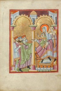 The Adoration of the Magi; Benedictional, about 1030-1040. Creator: Unknown.