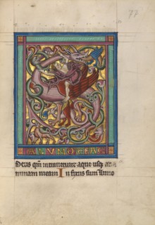 Initial S: A Griffin and Rider; Psalter, about 1240-1250. Creator: Unknown.
