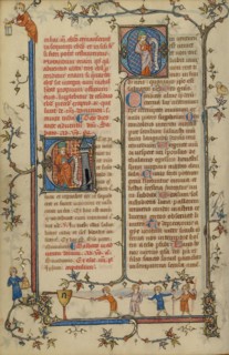 Initial E: A Prophet; Initial Q: A Prophet; Breviary, about 1320-1325. Creator: Unknown.