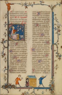 Initial E: David Playing the Bells; Breviary, about 1320-1325. Creator: Unknown.