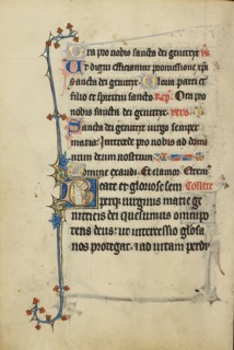 Initial B: A Deacon Carrying a Book; Ruskin Hours, about 1300. Creator: Unknown.