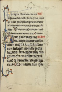 Initial D: The Annunciation; Ruskin Hours, about 1300. Creator: Unknown.