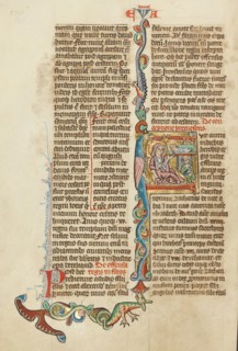 Initial F: The Nativity; Historia Scholastica, about 1300. Creator: Unknown.