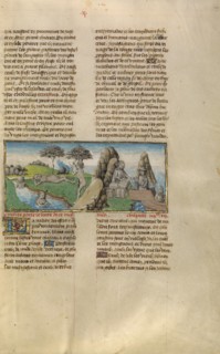 Bathers and Silk Merchants; Miroir Historial, about 1475. Creator: Unknown.