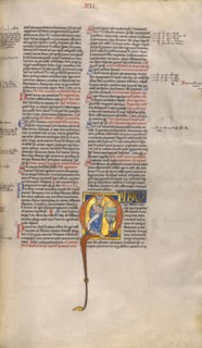 Initial Q: A Bishop Taking an Oath; Decretum, about 1170-1180. Creator: Unknown.