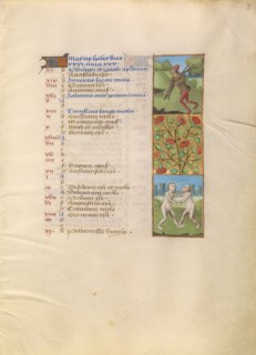 May Calendar Page; Courting; Gemini; Katherine Hours, about 1480-1485. Creator: Unknown.