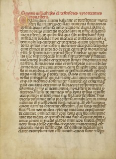 Decorated Initial Q; Legenda Venerabilium Virorum Aymonis et Vermondi, about 1400. Creator: Unknown.