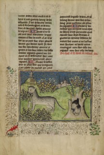 Wildcats; Livre de la Chasse, about 1430-1440. Creator: Unknown.