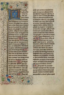 Decorated Initial L; Livre de la Chasse, about 1430-1440. Creator: Unknown.