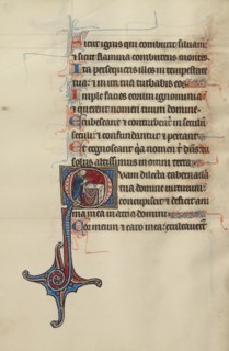 Initial O: A Priest Celebrating Mass; Bute Psalter, text and illumination about 1285. Creator: Bute Master.