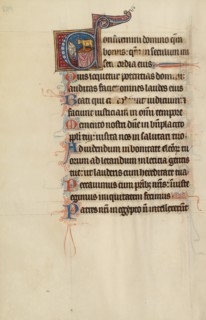 Initial C: The Israelites Adore the Golden Calf; Bute Psalter, text and illumination about 1285. Creator: Bute Master.