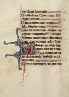 Initial D: Samson Carrying the Gates; Bute Psalter, text and illumination about 1285. Creator: Bute Master.