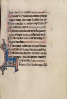 Initial L: A Man Prostrating Himself in Prayer; Bute Psalter, text and illumination about 1285. Creator: Bute Master.
