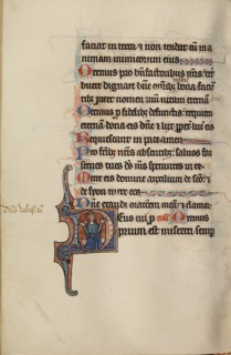 Initial D: The Lord Enthroned with Hands Open; Bute Psalter, text and illumination about 1285. Creator: Bute Master.