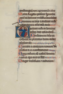 Initial E: Christ Holding a Crown and Flail; Bute Psalter, text and illumination about 1285. Creator: Bute Master.