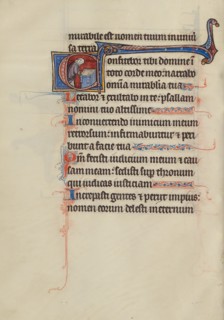 Initial C: A Priest Before an Altar; Bute Psalter, text and illumination about 1285. Creator: Bute Master.