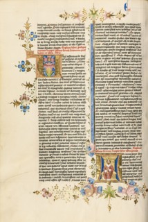 Initial I: King Cyrus Enthroned; Bible, about 1450. Creator: Circle of Stefan Lochner.