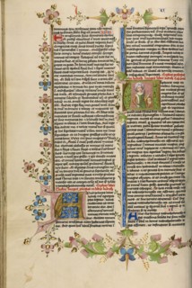 Initial A: Judith with the Head of Holofernes; Bible, about 1450. Creator: Circle of Stefan Lochner.