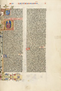 Initial P: Saint Paul with a Sword; Bible, about 1450. Creator: Circle of Stefan Lochner.