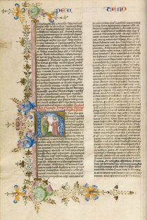 Initial H: Moses Speaking to the Israelites; Bible, about 1450. Creator: Circle of Stefan Lochner.