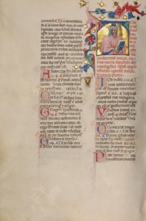 Initial T: Bust Portrait of a Bearded Man; Compendium moralium notabilium, early 15th century. Creator: Cristoforo Cortese.