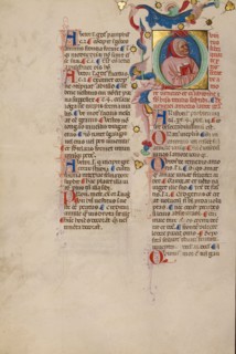 Initial Q: Bust Portrait of a Man; Compendium moralium notabilium, early 15th century. Creator: Cristoforo Cortese.