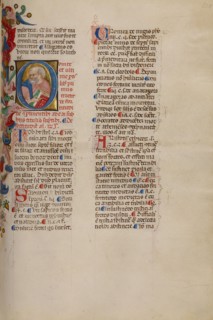 Initial Q: Bust Portrait of a Man; Compendium moralium notabilium, early 15th century. Creator: Cristoforo Cortese.