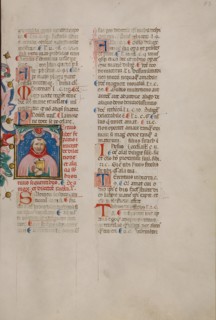 Initial T: Bust Portrait of a Bald-Headed Man; Compendium moralium notabilium, early 15th century. Creator: Cristoforo Cortese.