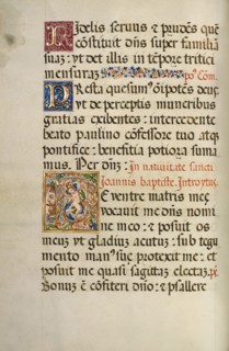 Initial D: A Dancing Putto; Missal of Bishop Antonio Scarampi, 1567. Creator: Fra Vincentius a Fundis.