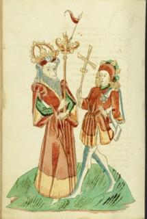 King Avenir and Josaphat; Barlaam und Josaphat, 1469. Creators: Hans Schilling, Diebolt Lauber.
