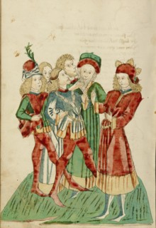 Josaphat Speaks to the Nobles; Barlaam und Josaphat, 1469. Creators: Hans Schilling, Diebolt Lauber.