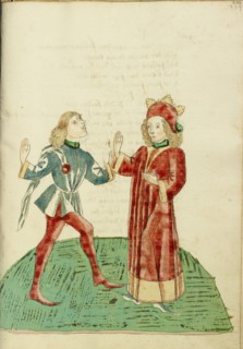 King Josaphat Selects Barochias as his Successor; Barlaam und Josaphat, 1469. Creators: Hans Schilling, Diebolt Lauber.