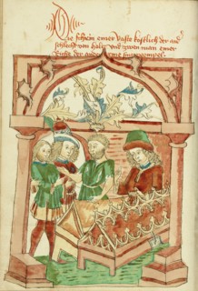 The Story of the Two Men and the Two Shrines; Barlaam und Josaphat, 1469. Creators: Hans Schilling, Diebolt Lauber.