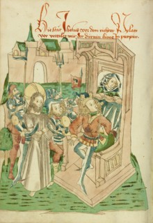 Christ before Pilate; Barlaam und Josaphat, 1469. Creators: Hans Schilling, Diebolt Lauber.