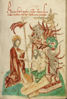 The Descent into Limbo; Barlaam und Josaphat, 1469. Creators: Hans Schilling, Diebolt Lauber.