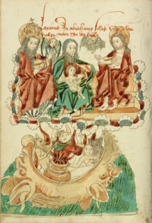 Lazarus in the Bosom of Abraham, The Rich Man in Hell; Barlaam und Josaphat, 1469. Creators: Hans Schilling, Diebolt Lauber.