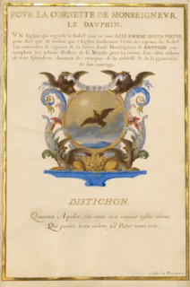 Escutcheon with an Eagle; Nine Emblems for Louis XIV; Emblem for Louis XIV, about 1663-1668. Creator: Jacques Bailly.