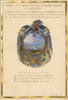 Escutcheon with a Landscape; Nine Emblems for Louis XIV, about 1663-1668. Creator: Jacques Bailly.