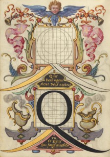 Guide for Constructing the Letter Q; Mira calligraphiae monumenta, about 1591-1596. Creator: Joris Hoefnagel.
