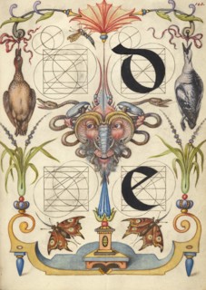 Guide for Constructing the Letters d and e; Mira calligraphiae monumenta, about 1591-1596. Creator: Joris Hoefnagel.