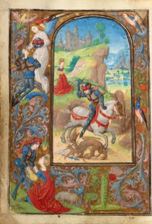 Saint George and the Dragon; Prayer Book of Charles the Bold, about 1471. Creator: Lieven van Lathem.