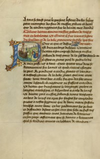 Initial P: Gillion Embracing the Sultan's Daughter Gracienne; Roman de Gillion de Trazegnies, 1464. Creators: Lieven van Lathem, David Aubert.